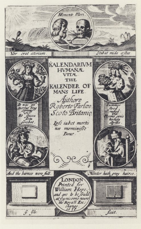 R Farley, Kalendarium humanae vitae, W Hope 1638 (s/b fotoğraf) by English Photographer