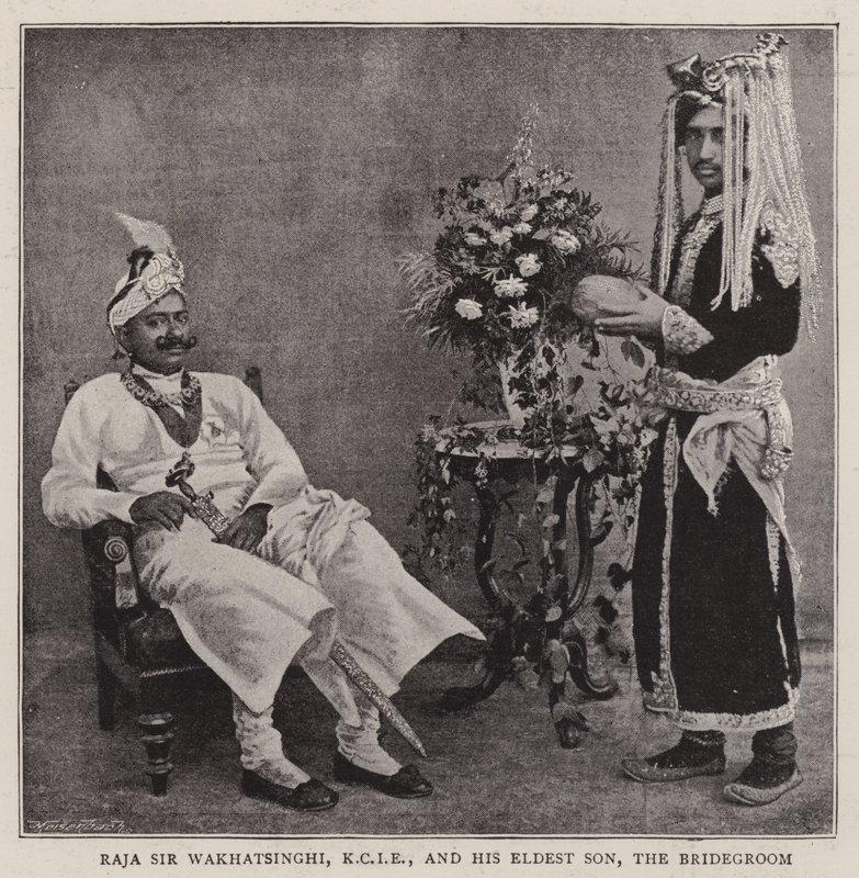 Raja Sir Wakhatsinghi, KCIE ve En Büyük Oğlu Damat by English Photographer