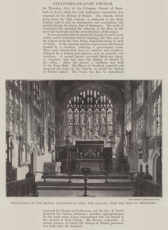 Shakespeare Mezarı ile Kilise, Stratford-on-Avon, Şansölye
