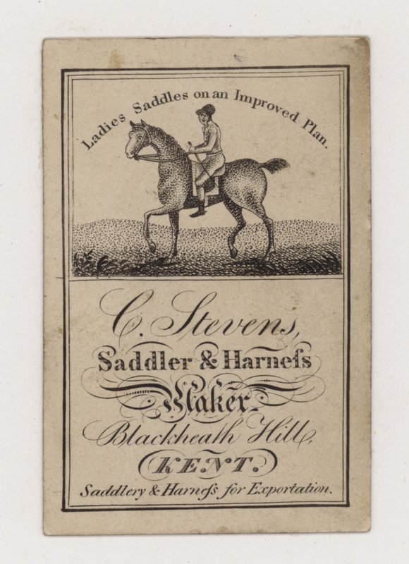Saddler and Harness Maker, C Stevens, ticari kart by English Photographer