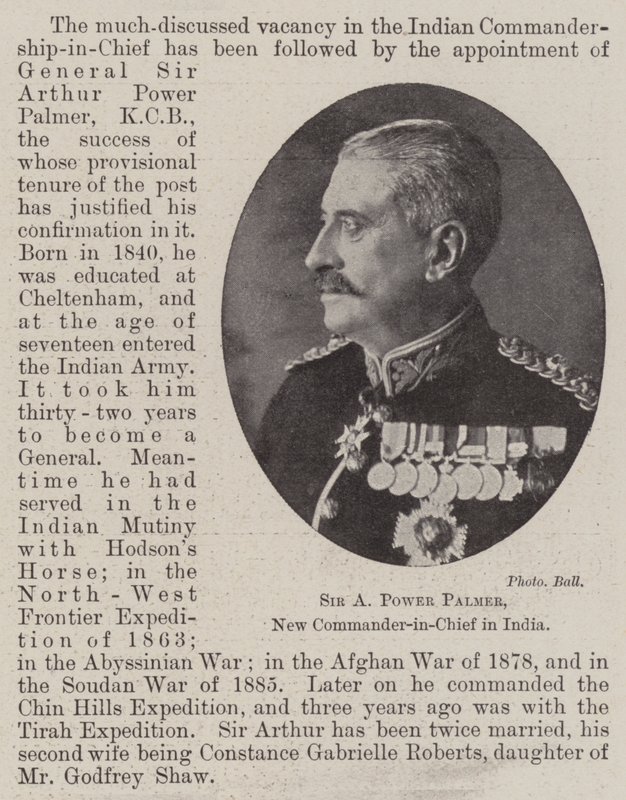 Sir A Power Palmer, Hindistan