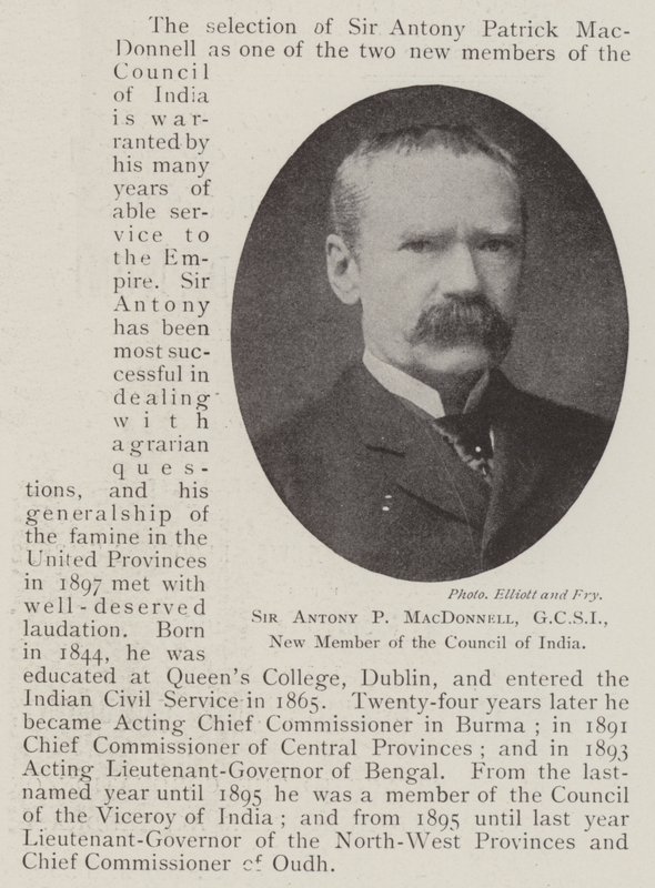 Sir Antony P MacDonnell, GCSI, Hindistan Konseyinin Yeni Üyesi by English Photographer