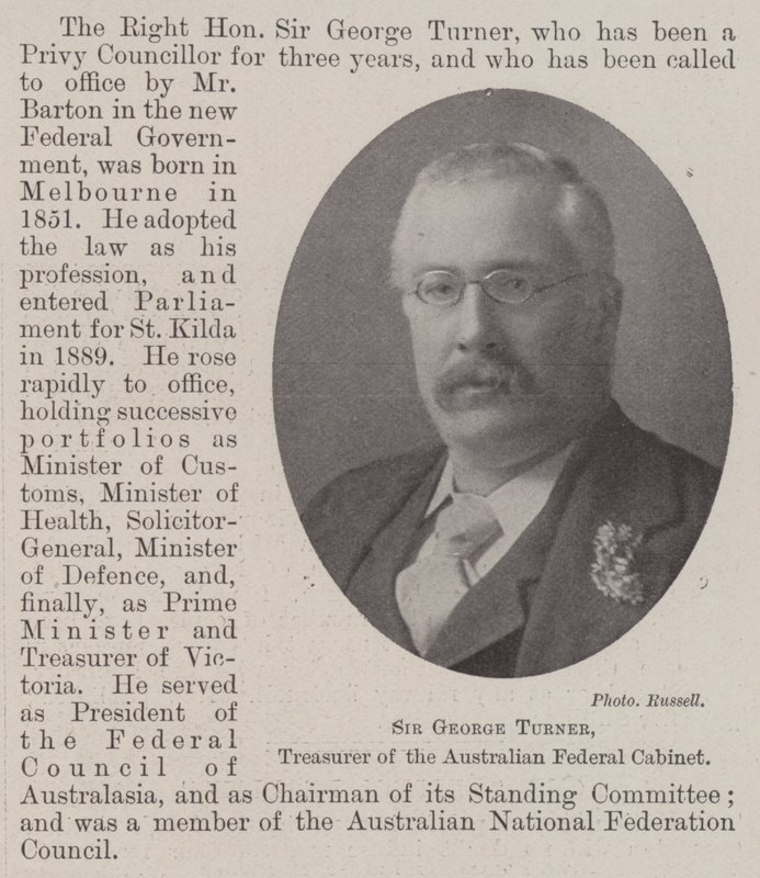 Sir George Turner, Avustralya Federal Kabinesi Sayman by English Photographer