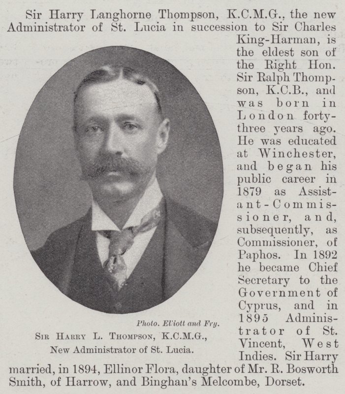 Sir Harry L Thompson, KCMG, St Lucia