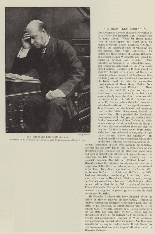 Sir Hercules Robinson, GCMG, Cape Colony Valisi ve Güney Afrika İmparatorluk Yüksek Komiseri by English Photographer