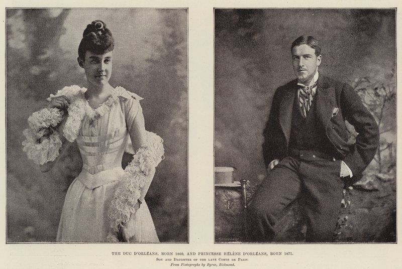 1869 doğumlu Duc dOrleans ve 1871 doğumlu Princesse Helene dOrleans, Geç Comte de Paris
