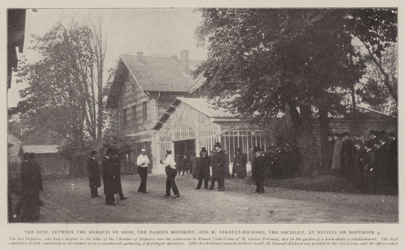 Ünlü Motorcu Marquis de Dion ile Sosyalist M. Gerault-Richard arasındaki Düello, Neuilly