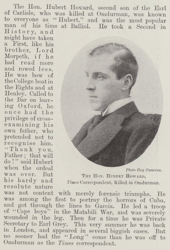 Saygıdeğer Hubert Howard, Times Muhabiri, Omdurman