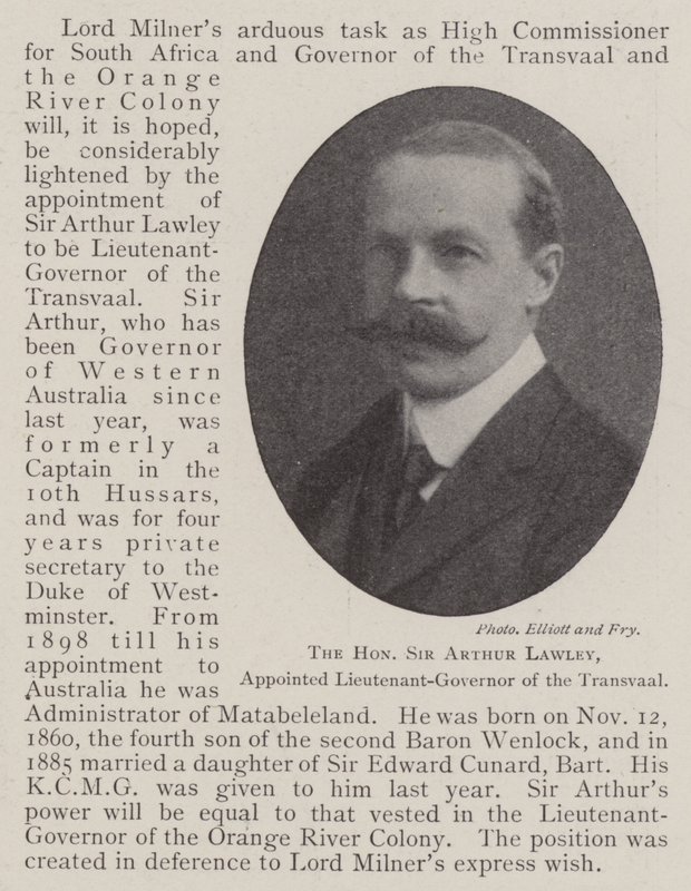 Saygıdeğer Sir Arthur Lawley, Transvaal