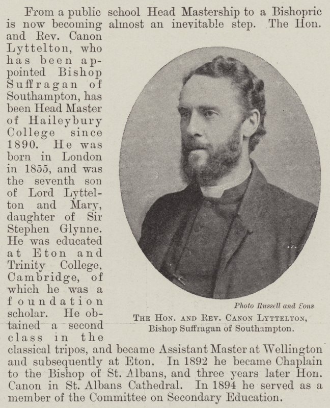Saygıdeğer ve Muhterem Canon Lyttelton, Southampton Piskoposu Suffragan by English Photographer