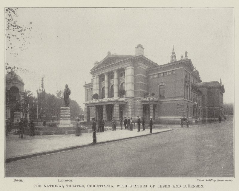 Ulusal Tiyatro, Christiania, Ibsen ve Bjornson Heykelleri ile by English Photographer