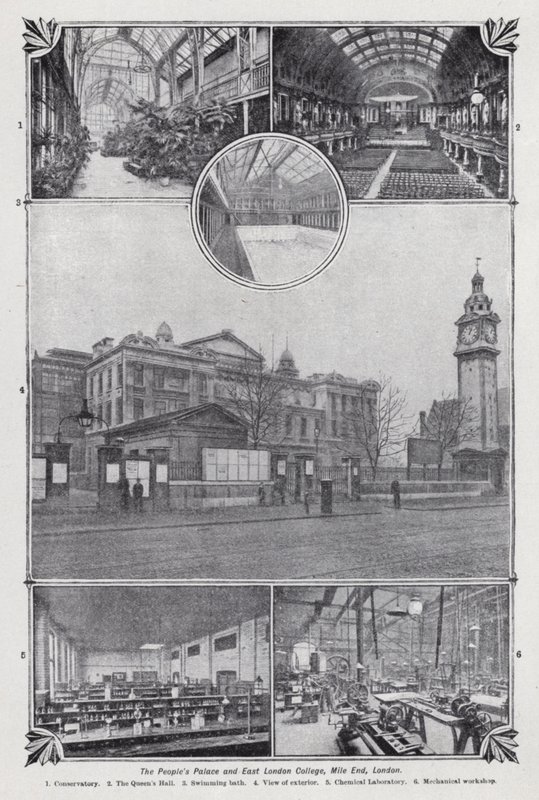 Halk Sarayı ve Doğu Londra Koleji, Mile End, Londra (s/b fotoğraf) by English Photographer