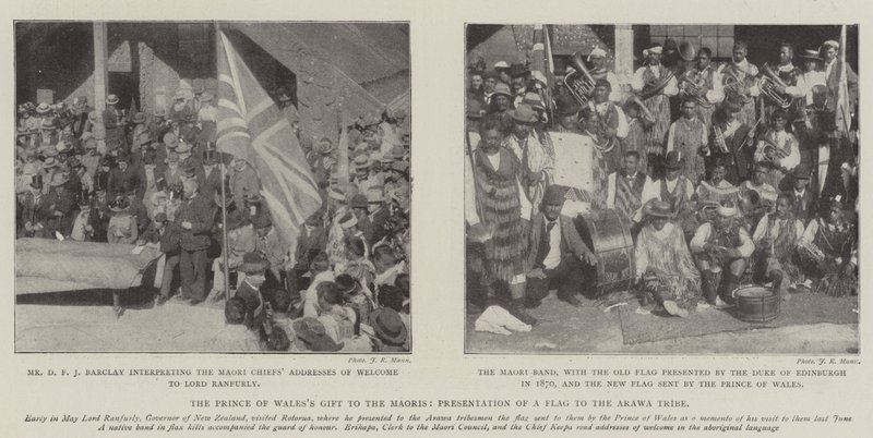 Galler Prensi Maorilere Armağan, Arawa Kabilesine Bayrağın Takdimi by English Photographer