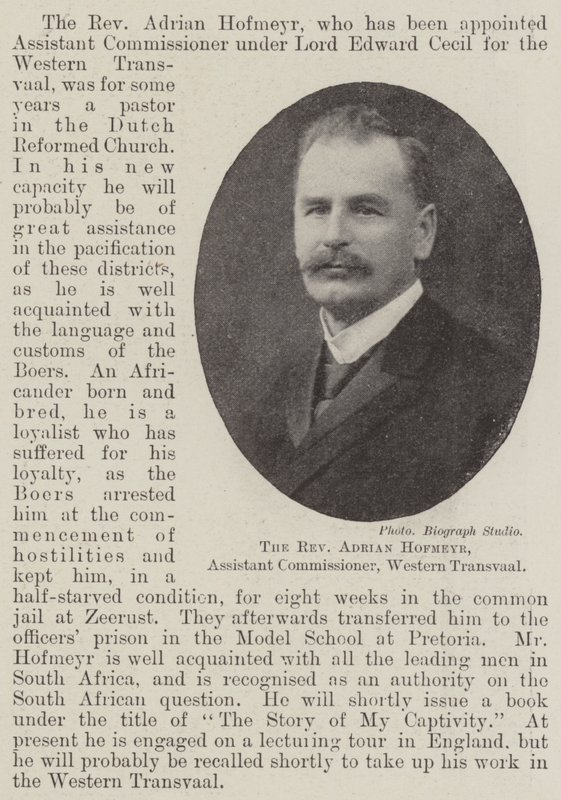 Muhterem Adrian Hofmeyr, Komiser Yardımcısı, Batı Transvaal by English Photographer
