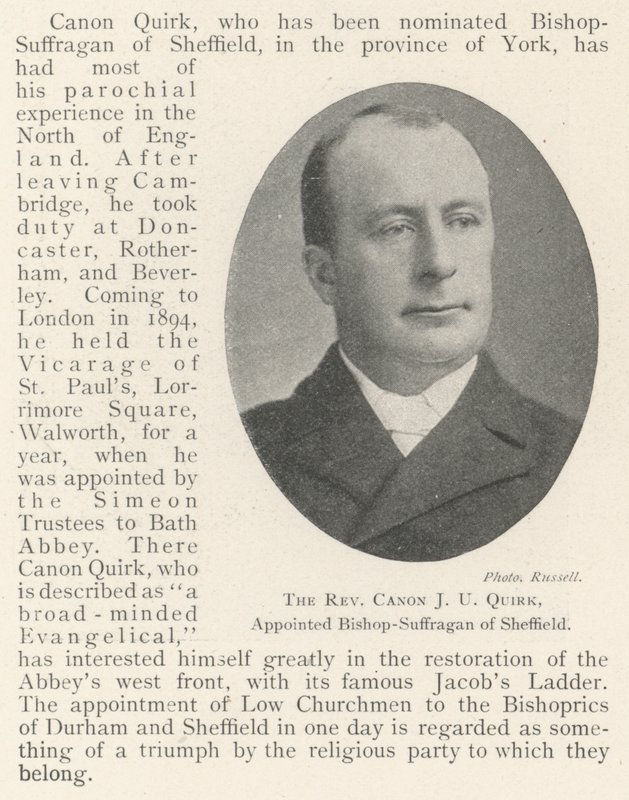 Rahip Canon JU Quirk, Sheffield Piskoposu-Suffragan olarak atandı by English Photographer