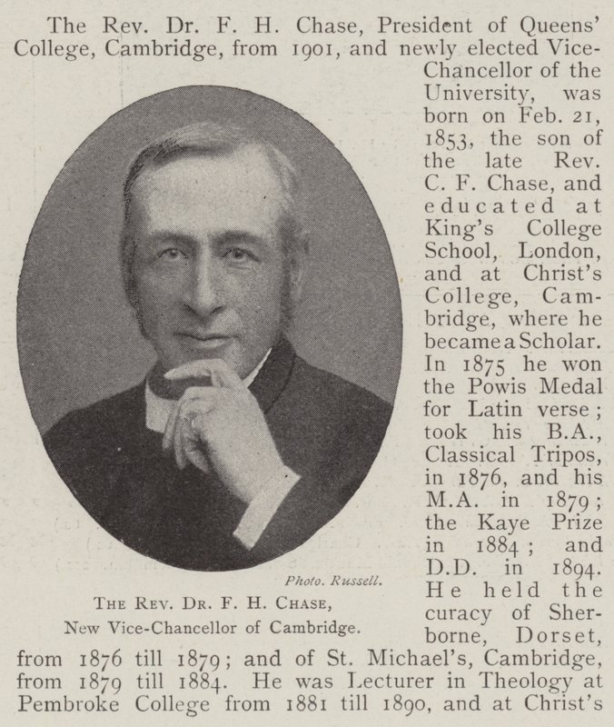 Rahip Dr FH Chase, Cambridge