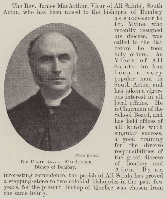 Sağ Muhterem J MacArthur, Bombay Piskoposu by English Photographer