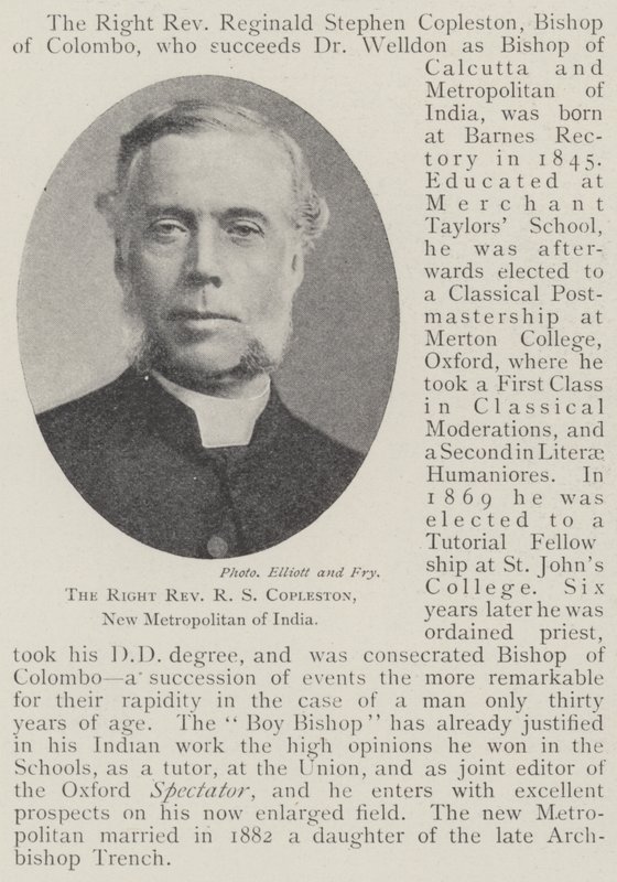 Sağ Muhterem RS Copleston, Hindistan