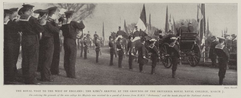 İngiltere'nin Batısına Kraliyet Ziyareti, Kralların Britannia Kraliyet Donanma Koleji'ne Varışı, 7 Mart by English Photographer