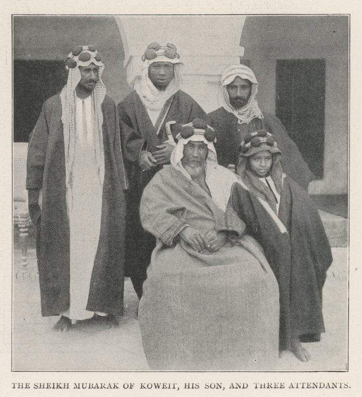 Koweit Şeyhi Mübarek, Oğlu ve Üç Görevlisi by English Photographer