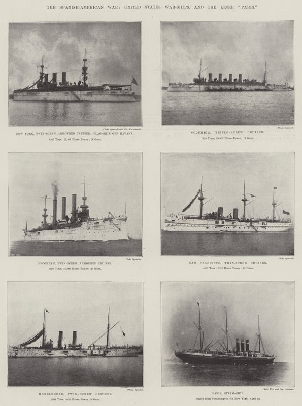 İspanyol-Amerikan Savaşı, Birleşik Devletler Savaş Gemileri ve Liner Paris by English Photographer