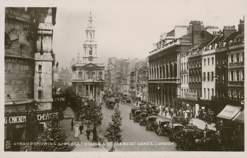 The Strand, gösteren Somerset House ve St Clement Danes, Londra by English Photographer