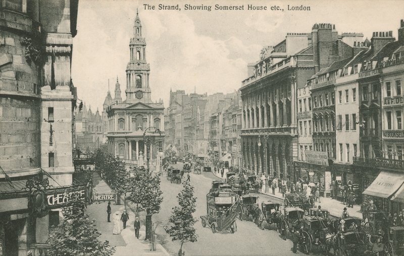 The Strand, gösteren Somerset House ve St Clement Danes, Londra by English Photographer