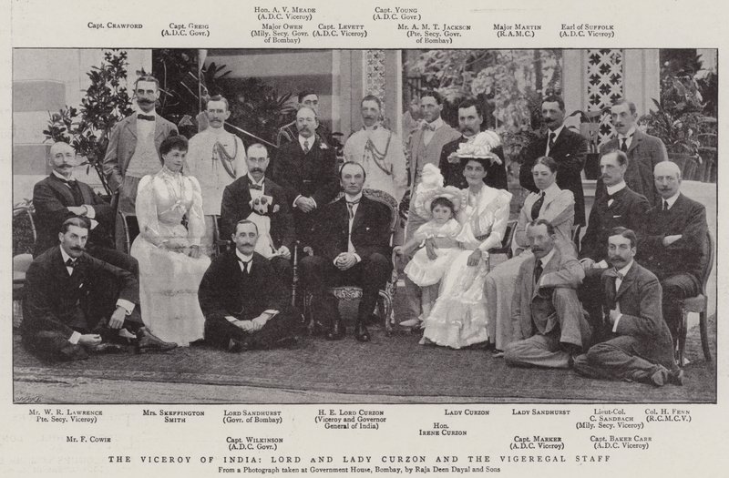 Hindistan Valisi, Lord ve Lady Curzon ve Vigeregal Staff by English Photographer