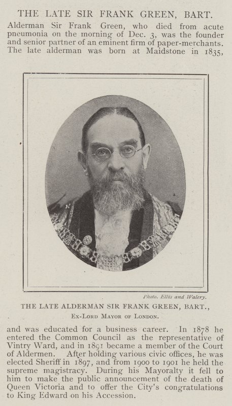 Merhum Alderman Sir Frank Green, Baronet, Londra Eski Belediye Başkanı by English Photographer