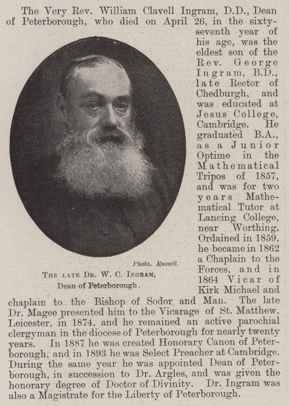 Merhum Dr WC Ingram, Peterborough Dekanı by English Photographer