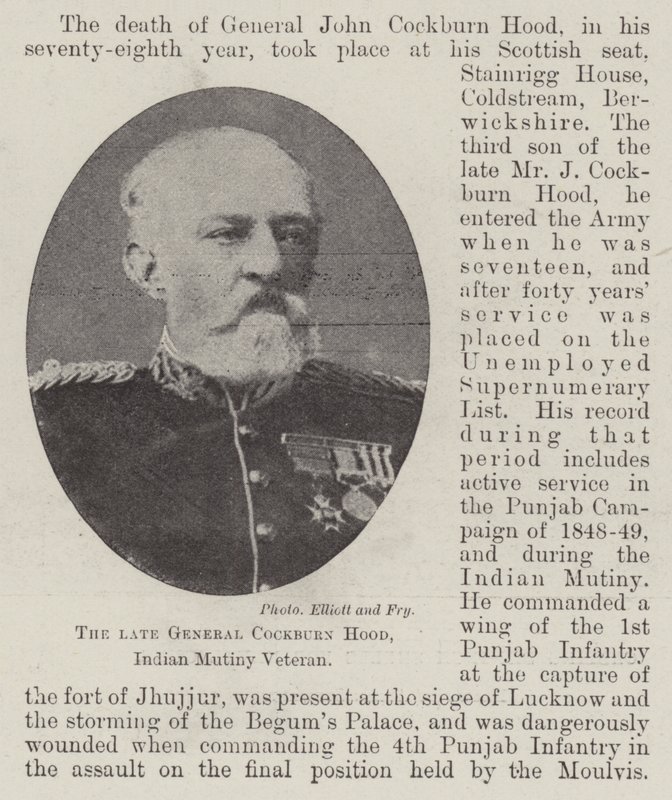 Merhum General Cockburn Hood, Hint İsyan Gazisi by English Photographer