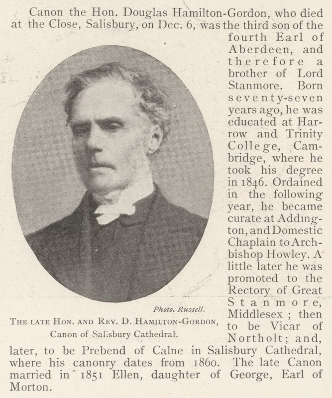 Merhum Saygıdeğer ve Muhterem D Hamilton-Gordon, Salisbury Katedrali Canon by English Photographer