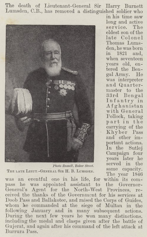 Merhum Korgeneral Sir HB Lumsden by English Photographer
