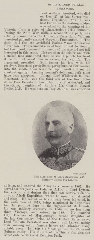 Merhum Lord William Beresford, VC, Eskiden Albay 9. Lancers by English Photographer