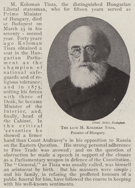 Macaristan Başbakanı M. Koloman Tisza by English Photographer