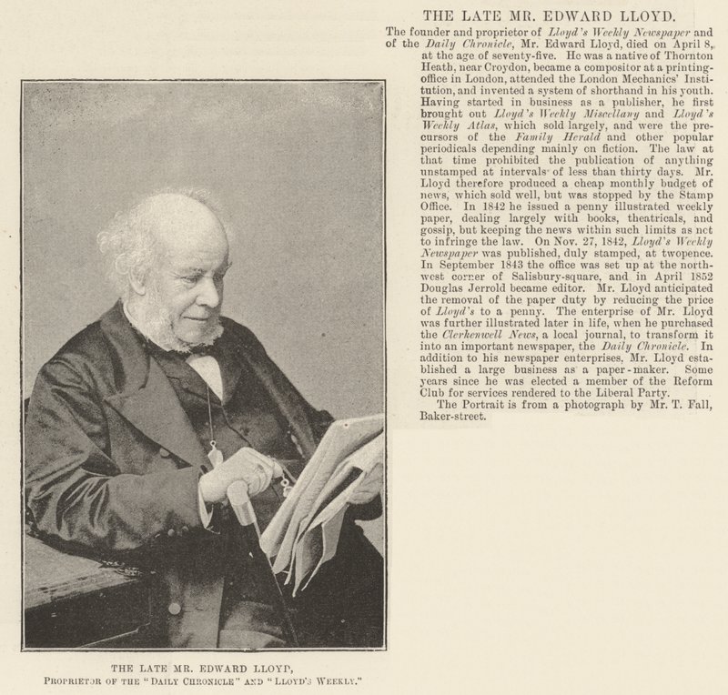 Rahmetli Bay Edward Lloyd, Daily Chronicle ve Lloyds Weekly
