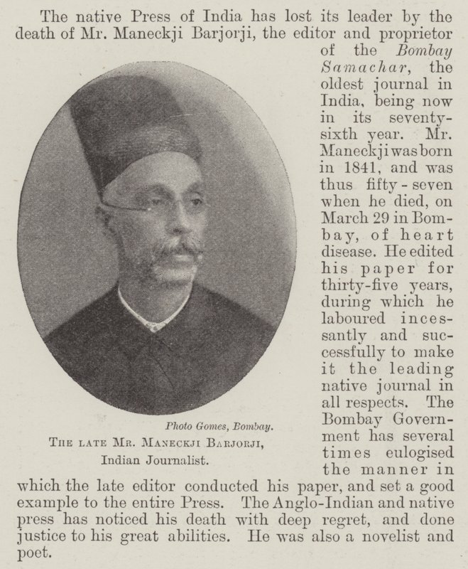 Merhum Bay Maneckji Barjorji, Hintli Gazeteci by English Photographer