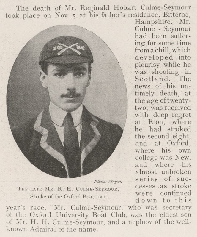 Merhum Bay RH Culme-Seymour, Oxford Teknesinin İnme 1901 by English Photographer