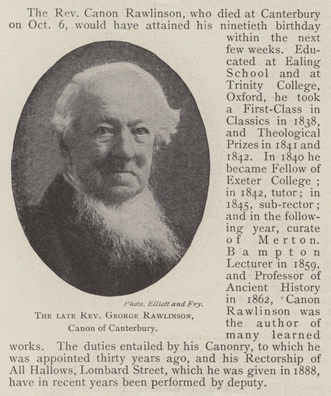 Merhum Rahip George Rawlinson, Canterbury Canon by English Photographer