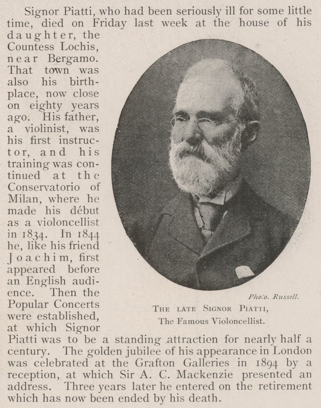 Merhum Signor Piatti, Ünlü Viyolonselci by English Photographer