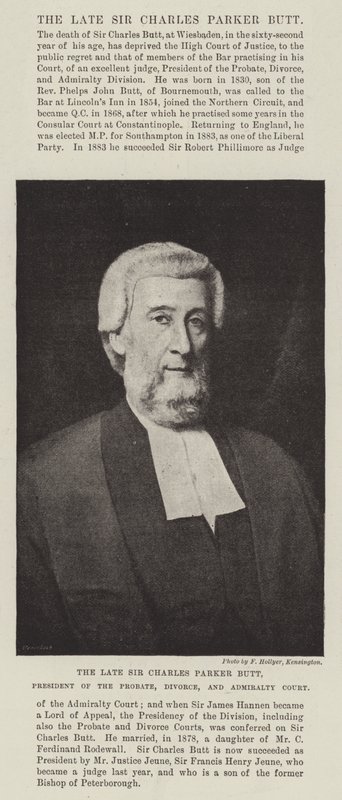 Merhum Sir Charles Parker Butt, Veraset, Boşanma ve Amirallik Mahkemesi Başkanı by English Photographer
