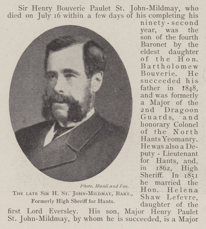 Merhum Sir H St John-Mildmay, Baronet, Hants için Eskiden Yüksek Şerif by English Photographer