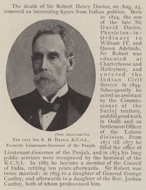 Merhum Sir RH Davies, KCSI, Pencap Eski Korgeneral by English Photographer