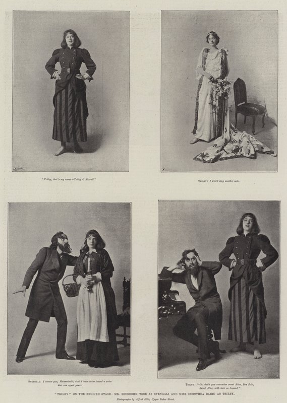 İngiliz Sahnesinde Trilby, Svengali olarak Bay Beerbohm Tree ve Trilby olarak Miss Dorothea Baird by English Photographer