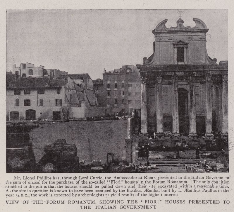 İtalyan Hükümetine sunulan Fiori Evlerini gösteren Forum Romanum