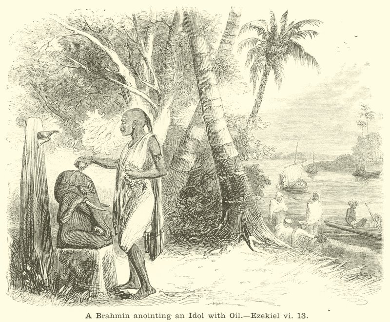 Bir idolü yağla mesheden bir Brahman, Ezekiel, vi, 13 by English School
