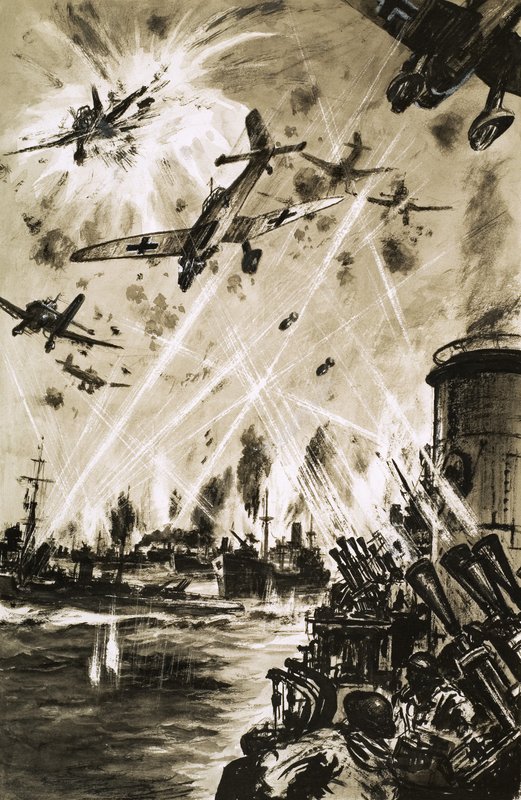 Alman Stukas saldırısı altında İkinci Dünya Savaşı
