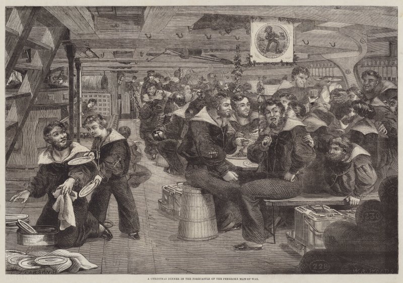 Pembroke Savaş Adamının Tahmininde Bir Noel Yemeği (gravür) by English School