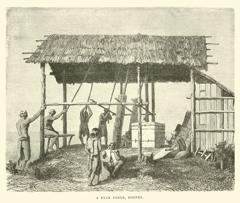 Bir Dyak demirhanesi, Borneo by English School