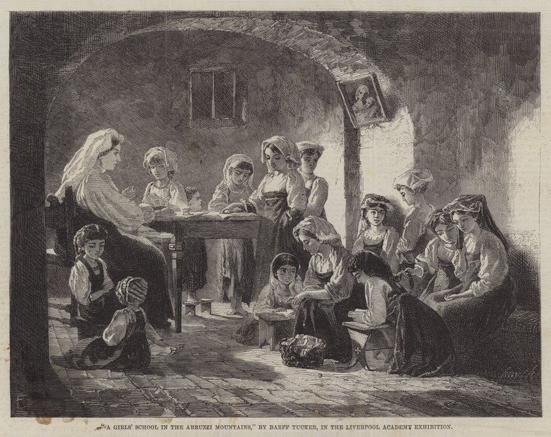 Abruzzi Dağlarında Bir Kız Okulu (gravür) by English School